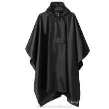 custom rainwear with logo hood pocket fashion black gray polyester rain poncho